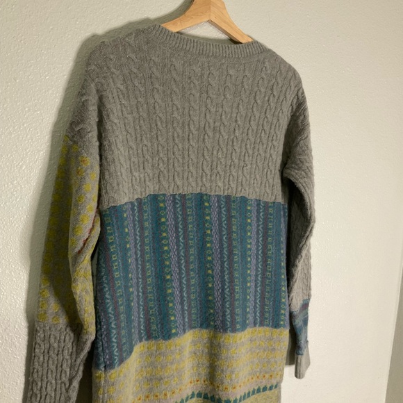 Sundance Cardigan Sweater Coat Patchwork Lambswool Blend Duster Buttons Medium - Picture 5 of 16